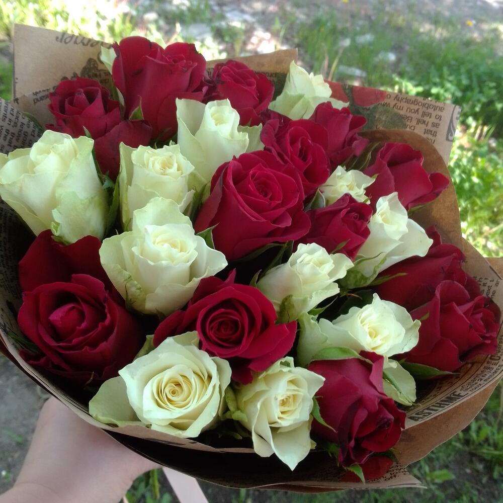 Красное и белое, 31 роза